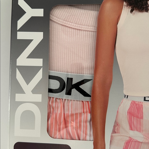 DKNY Women’s Soft Pink Tank and Striped Shorts Set - Picture 5 of 15